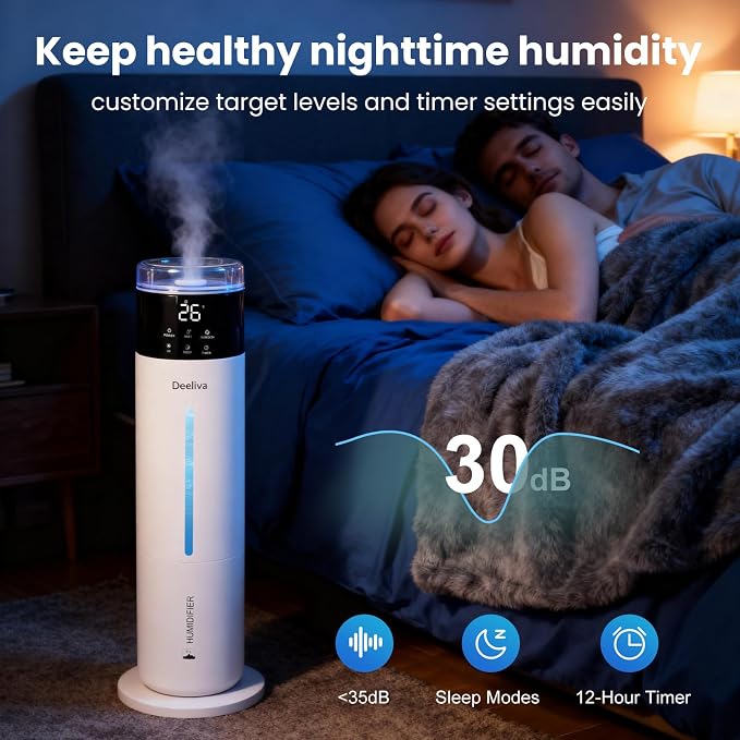 Large Humidifier for Bedroom, 8L/2.1Gal Ultrasonic Cool Mist, Remote control,Easy Clean with 350ML/H Large Mist Speed, Suitable for Kids Room Plant Yoga Study Room Office (White) - Image 6