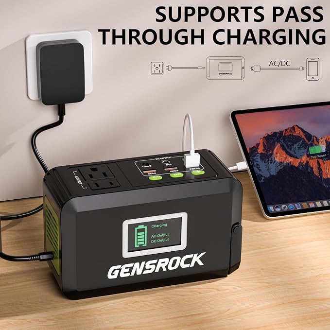GENSROCK Portable Power Bank, 24,000mAh Portable Laptop Charger with 150W Peak AC Outlet, 8-Port Compatible with iPhone Series, MacBook, Dell, Samsung for Outdoor Camping Home Office Emergency. - Image 6