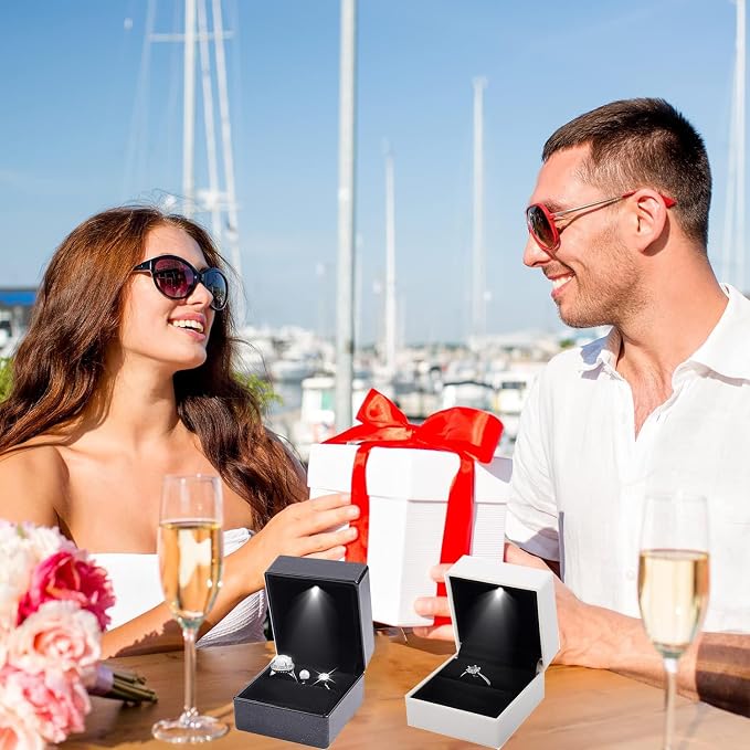 Ring Box Square Shaped LED Light Engagement Ring Boxes Jewelry Gift Box - Image 7