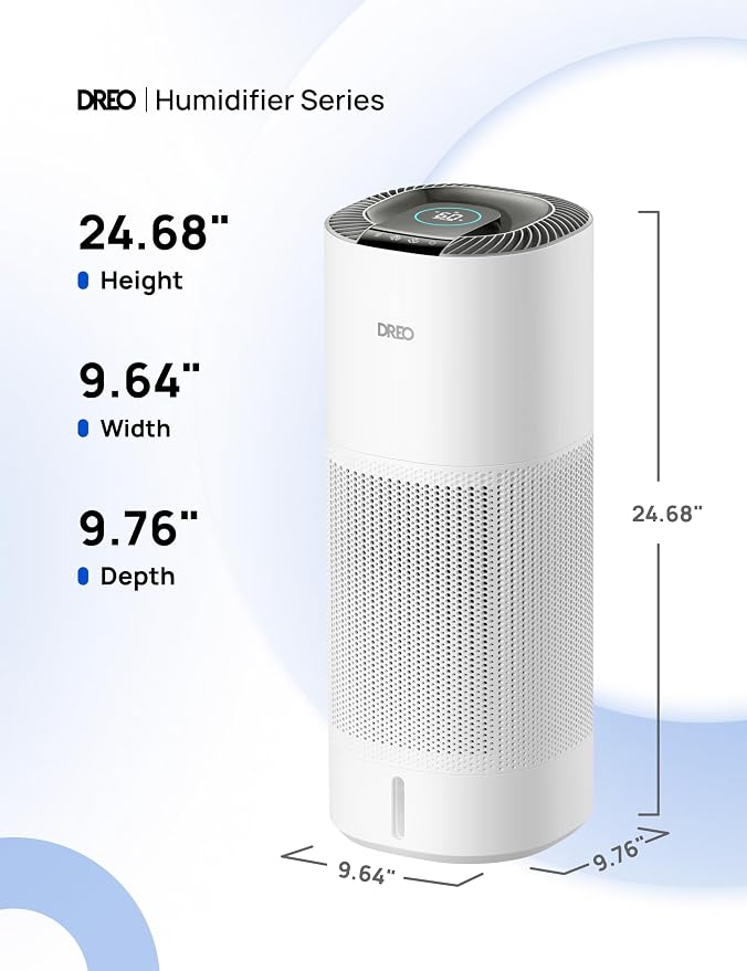 DREO Smart Evaporative Humidifier Large Room up to 1000ft², 800ml/h High Output Air Humidifiers for Bedroom, 10L, 50H Long Runtime with Precise Humidification for Plants, Home, Office, White, HHM774S - Image 8