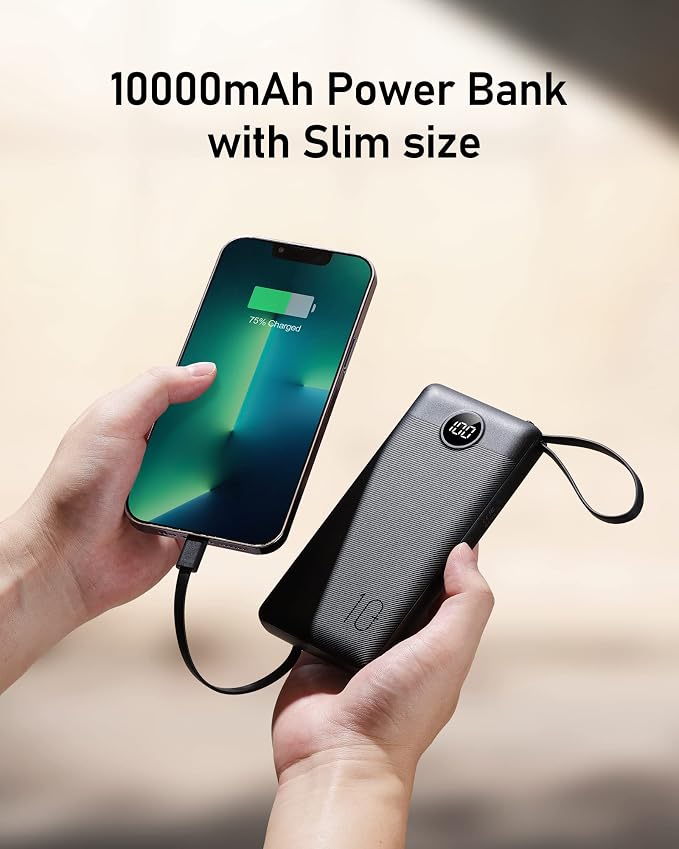 VEEKTOMX Portable Charger Built-in Cables,10000mAh Power Bank for iPhone,Fast Charge USB C Battery Pack Travel Essentials Powerbank Compatible with iPhone 17/16/15/14, Samsung S25/24, Android, etc - Image 7