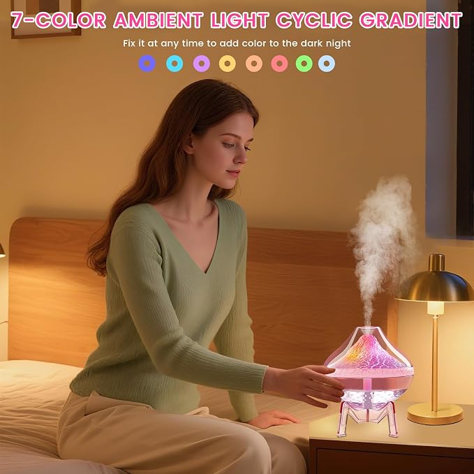Humidifiers for Bedroom Cool Mist Ultrasonic Small Humidifier with Humidity Sensor Auto Shut Off LED Colorful Gradient Light Mini Humidifier For Plants,Bedroom,Baby Room,Office, Home（Pink) - Image 5