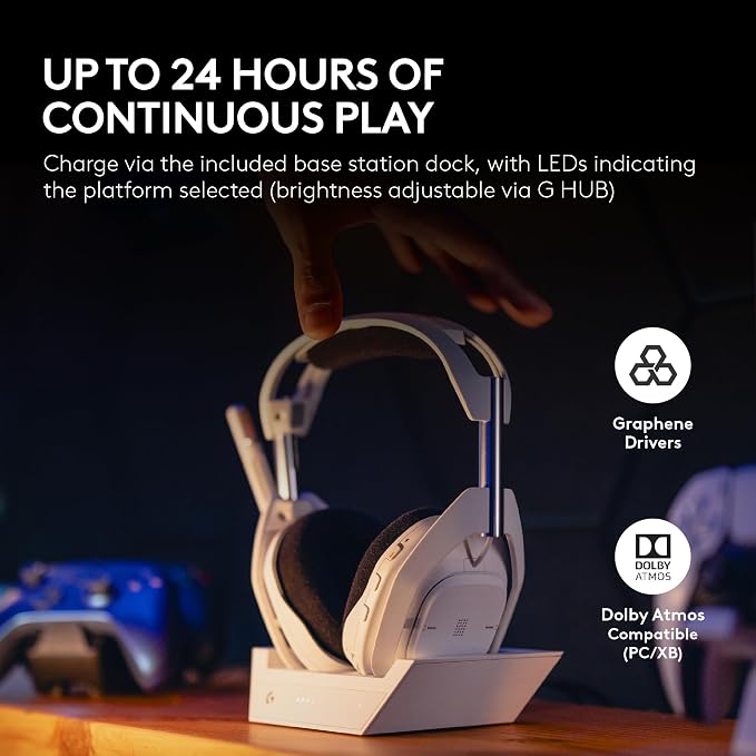Logitech G Astro A50 X Multi-Platform Wireless Gaming Headset - White | For PS5, Xbox, PC, Switch - PLAYSYNC Video & Audio Switcher, HDMI 2.1 4K 120Hz VRR, 24bit/48kHz, <24hr Battery, 2.4GHz & BT - Image 6