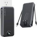 Portable Charger, 20000mAh 22.5W Fast Charging Power Bank with Built-in Cables & Wall Plug, USB C External Battery Pack with LED Display, Travel Essentials Phone Charger for iPhone iPad Samsung Black by NUSYDDY