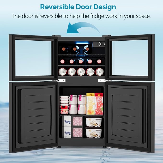 Electactic 2.6 Cu.Ft Mini Fridge with Freezer, 2 Door Compact Refrigerator, Freestanding Beverage Wine Cooler for Bedroom, Office, Home, Reversible Door, Adjustable Thermostat,Black - Image 5