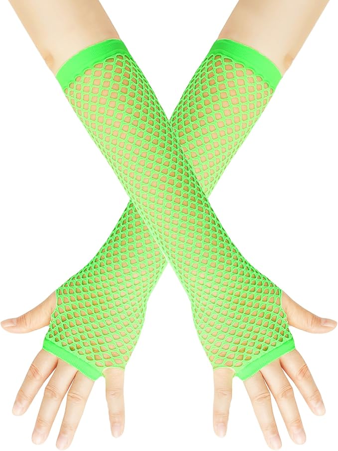Seeksmile Women's Girls 80's Theme Party Emo Fingerless Arm Fishnet Gloves by Seeksmile