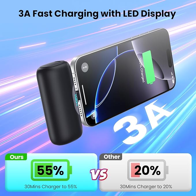 Mini Portable Charger for iPhone 17/16/15 Series,Upgraded 5500mAh PD Fast Charging USB-C Power Bank,Travel Pocket Size Portable Phone Charger for iPhone17/17Pro/17Pro Max/Air/16/15,Samsung,Android etc - Image 4