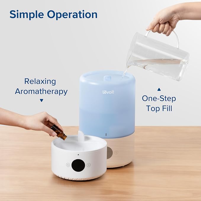 LEVOIT Dual 200S Smart Humidifiers for Bedroom, Top Fill, Customize Humidity for Home, Baby Nursery & Plants with Humidistat, Essential Oil Diffuser, Schedule, Timer, APP & Voice Control, 3L, Blue - Image 6