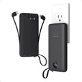TESSAN Portable Charger with Built in Cables, 10000mAh Power Bank Fast Charging with Foldable AC Plug, PD20W Compact Battery Pack Travel Essentials for iPhone 17/16/15 Series, Samsung, Tablets, Black by TESSAN