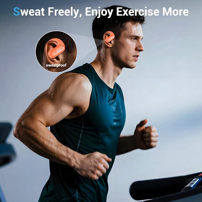Sport Wireless Earbuds,60Hrs BT5.4 ENC IPX7 Waterproof Earhooks Deep Bass | 14.2mm drivers deliver rich stereo sound. Soft silicone ensures a secure, painless fit for long workouts. - Image 2