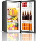 Seaoola Mini Fridge with Freezer, Single Door 3.1 Cu.Ft, Compact Mini Refrigerator, LED Light, Adjustable Thermostat, Removable Glass Shelves, Small Refrigerator for Dorm/Office/Bedroom(Sliver) by Saeoola