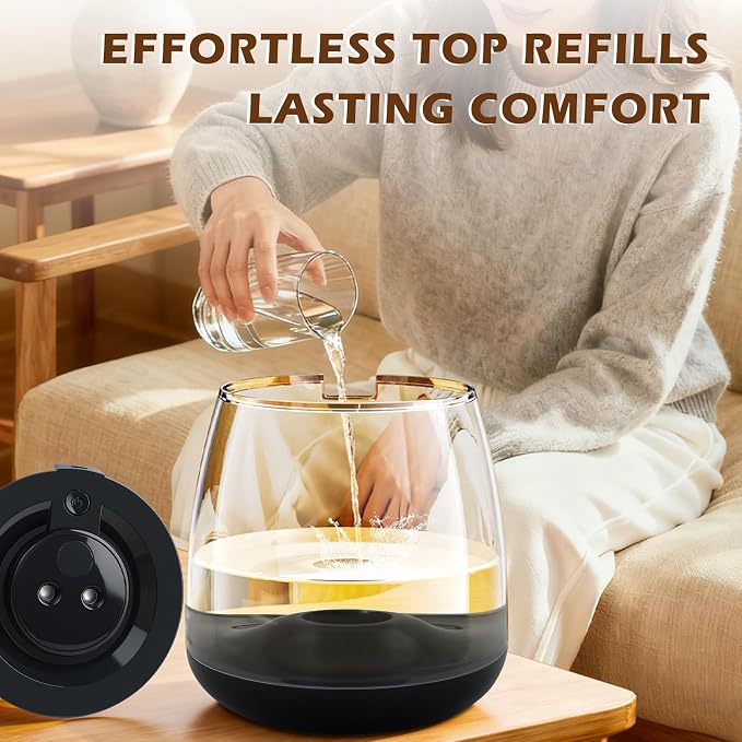 Humidifiers for Bedroom, 3 L Cool Mist Top-Fill 40H Super Long Time, 23dB Quiet, Baby Humidifier, Oil Diffuser for Large Room, Plants, Nursery, Office, Colored lights (black) - Image 3