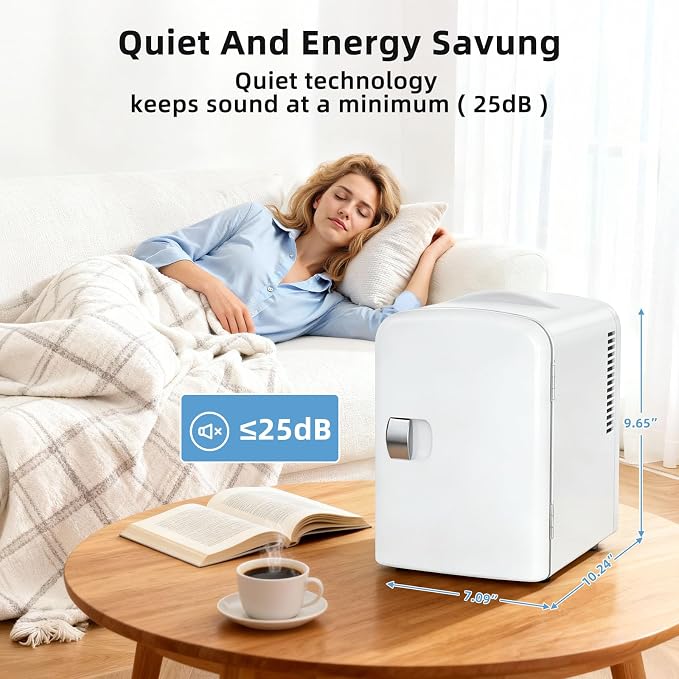 Antarctic Star 4L/6 Can Portable Mini Fridge,Personal Compact Refrigerator,Small Cooler for Food,Drinks or Skin Care, AC/DC for Bedroom, Car, Office & Dorm, White - Image 6