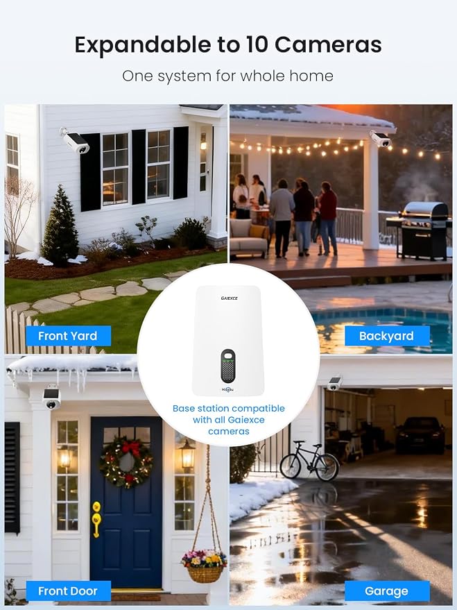Solar Security Cameras Wireless Outdoor 8Cam Kit Expadable to 10H, No - Image 4