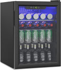 Erivess Compact Beverage Refrigerator, 105 Can/2.7 Cubic Feet Fridge with Glass Front Door for Soda, Beer or Wine, Under Counter Small Refrigerator with Adjustable Shelve & Digital Display(Black) by Erivess