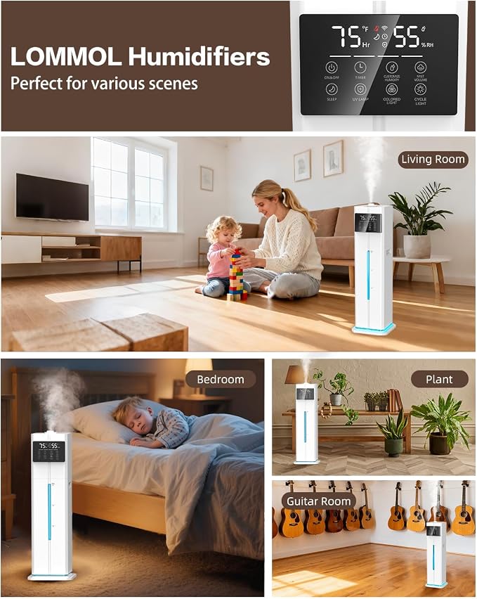 Cool Mist Humidifiers for Bedroom, Ultrasonic 2.4Gal 9L Quiet Top-Fill, Easy Clean with Essential Oil Tray, 360°Nozzle, 4 Speed, Remote, 60H Runtime, for Baby, Adults, Plants, Home, House, Large Room - Image 9