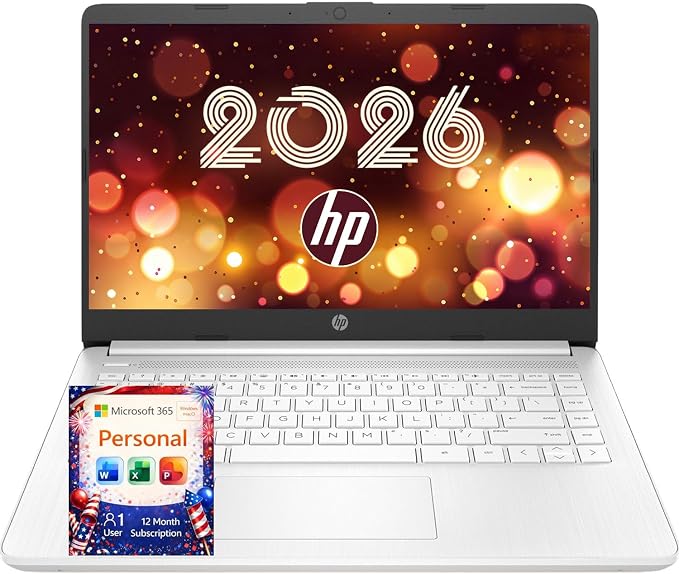 HP Ultrabook Laptop with Copilot AI • 2026 Edition • Latest Intel 4-Core N150 CPU • 128GB SSD + 1TB OneDrive, Microsoft Office 365 Included • Windows 11, Thin & Portable | w/o Mouse by Unknown
