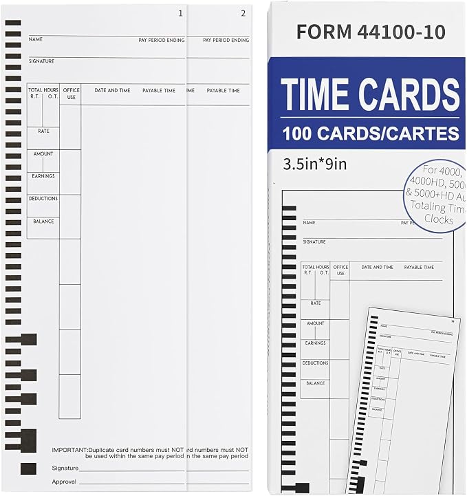44100-10 Employee Time Cards, 6 Boxes of 100, Includes 1 Compatible 5000R Ribbon by Unknown