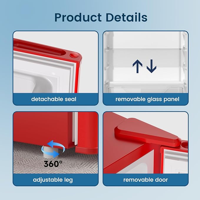 Mini Fridge with Freezer 3.2 Cu.Ft for Bedroom and Office Red | Single Door, Small Refrigerator, Energy-efficient, Low Noise, Mini fridge for Dorm - Image 7