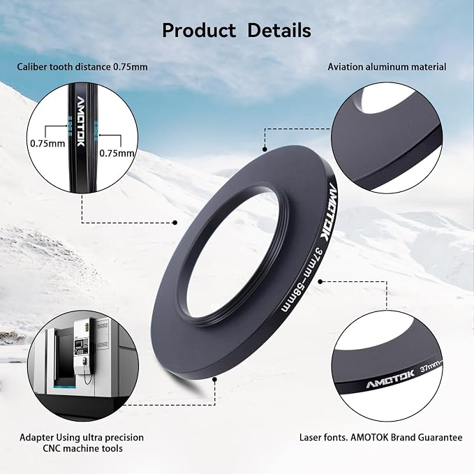 37mm Lens to 58mm Camera Lens Adapter, 37mm to 58mm Filter Step up Ring Adapter - Image 3