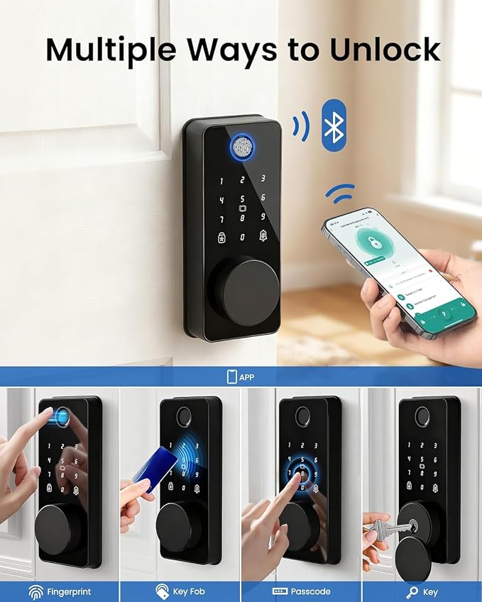 Smart Deadbolt Lock Set, Fingerprint 5-in-1 Keyless Entry Door Lock - Image 4