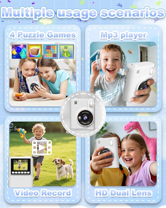 Instant Print Camera for Kids, 1080P Instant Digital Print Cameras for Toddler - Image 3