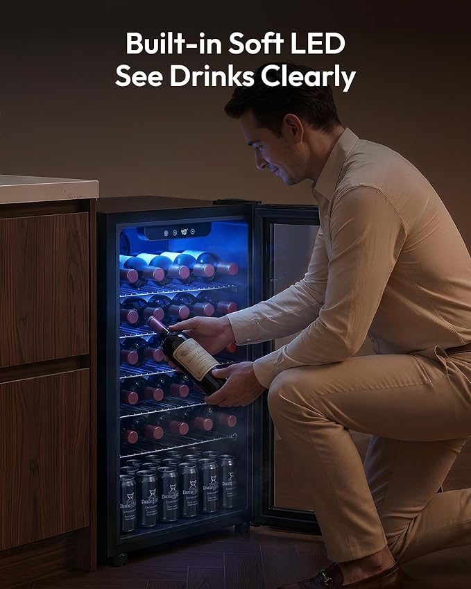 EUHOMY Beverage Refrigerator Cooler, 125 Can Mini Fridge with Glass Door for Soda Beer or Wine, Beverage Cooler for Home, Office, Bar with Removable Shelves, Black - Image 8