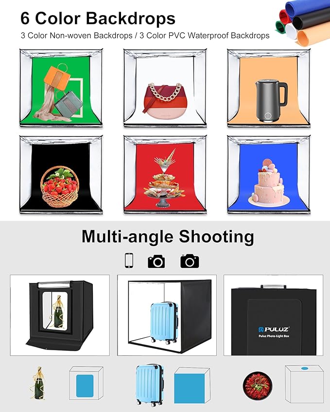 PULUZ 24x24 Inch Photo Studio Light Box, Dimmable 136 LED Beads CRI≥95 Foldable - Image 4