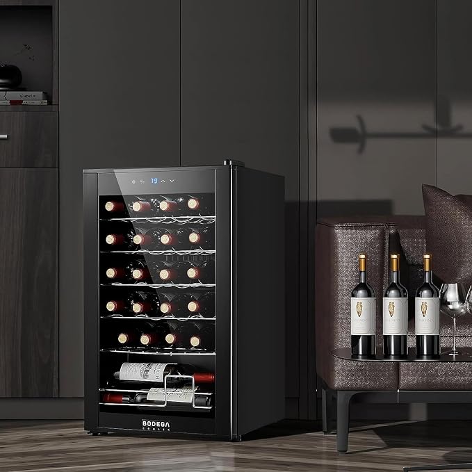 BODEGA COOLER 24 Bottle Wine Cooler, Wine Fridge for Kitchen, Bedroom & Bar | Freestanding & Under Counter, Fast Cooling Compressor, Digital Temp Control, Low Noise, UV Double Glass Door, Auto Defrost - Image 7