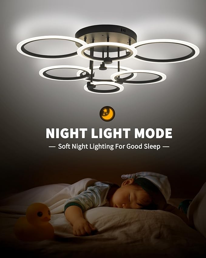 Modern LED Ceiling Light 7 Rings Dimmable Fixtures - Image 5