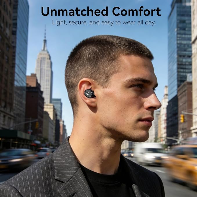 TOZO T10 Wireless Earbuds Powerful Bass Stereo Wireless Charging, APP, IPX8 | Waterproof, 55H Playtime, Ergonomic Design In Ear buds, App Customize EQ, Bluetooth 5.3 Headphones for Work, Travel, Black - Image 4
