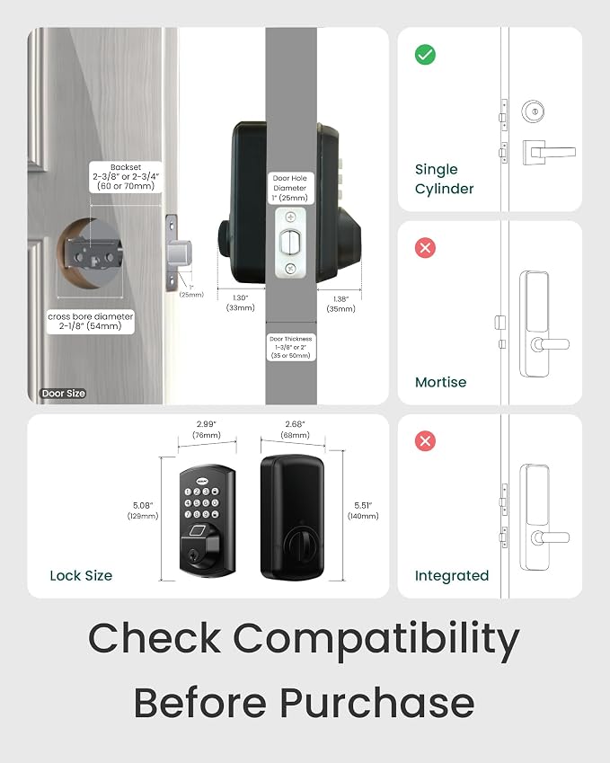 DESLOC A100F Keypad Fingerprint Door Lock, Keyless Entry Door Lock, Smart Lock - Image 7