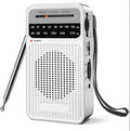 Portable Radio AM FM with Long Range Reception, Goodes Transistor Radio with Loud Speaker, Headphone Jack, 2AA Battery Operated for Indoor, Outdoor and Emergency Use - Silver by Goodes