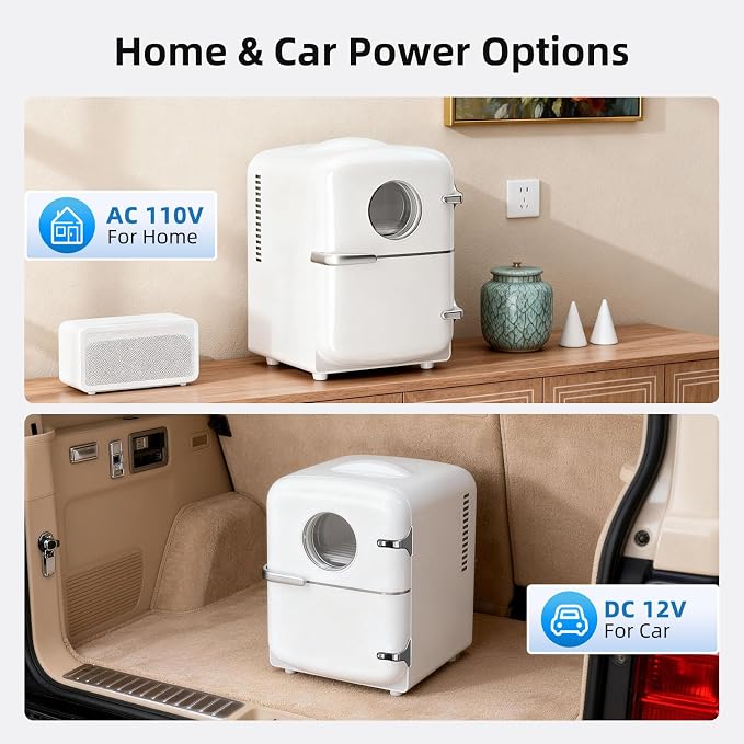 Antarctic Star Mini Fridge, 4L Capacity/6 Cans Portable Cooler and Warmer Compact Refrigerator, for Bedroom,Car,Office and Dorm, Small Cooler and Warmer for Cosmetics, Beverage and Food, White - Image 7