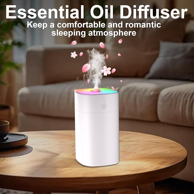 Humidifiers for Bedroom, Personal Desktop Plant Humidifier Indoor 400ML Office Portable Small Humidifier for Travel Oil Diffuser with Night Light Auto Shut-Off - Image 4