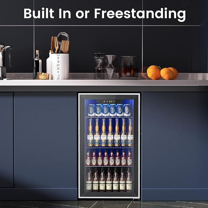 Electactic 26 Bottle Wine Cooler 130 Can Beverage Refrigerator, Small Freestanding Cabinet Wine Cellar with 40℉-61℉ Temperature Control Glass Door, Black - Image 3