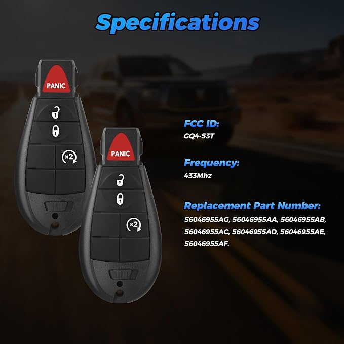 Key Fob 2Pcs 433 MHZ GQ4-53T 56046955AG Compatible - Image 4