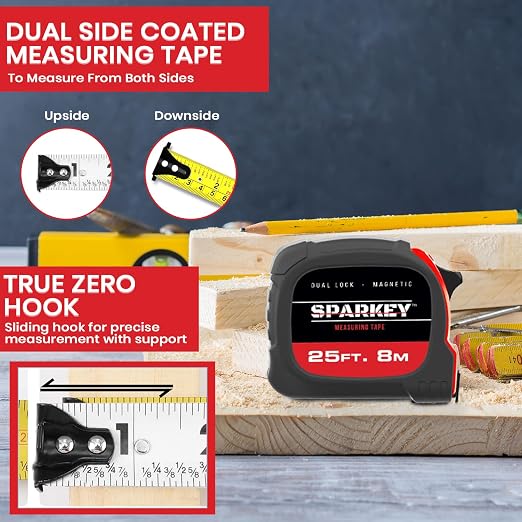 Sparkey 25ft/8M Retractable Tape Measure - Image 4