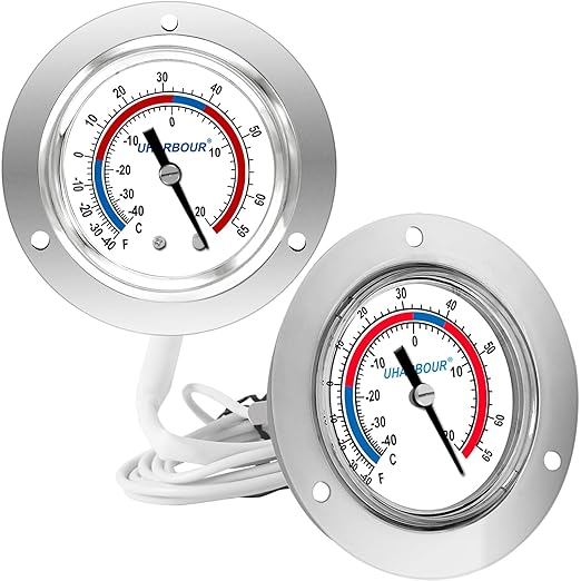 Cooler Thermometer Commercial, Walk in Cooler Thermometer, Analog Panel Mount by UHARBOURINSTRUMENT