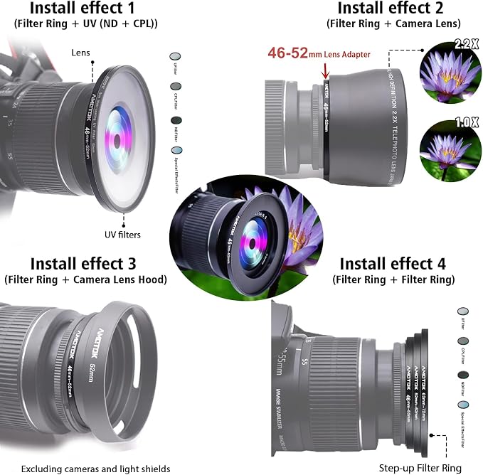 46mm Lens to 52mm Camera Lens Adapter, 46mm to 52mm Filter Step-Up Adapter Ring - Image 6