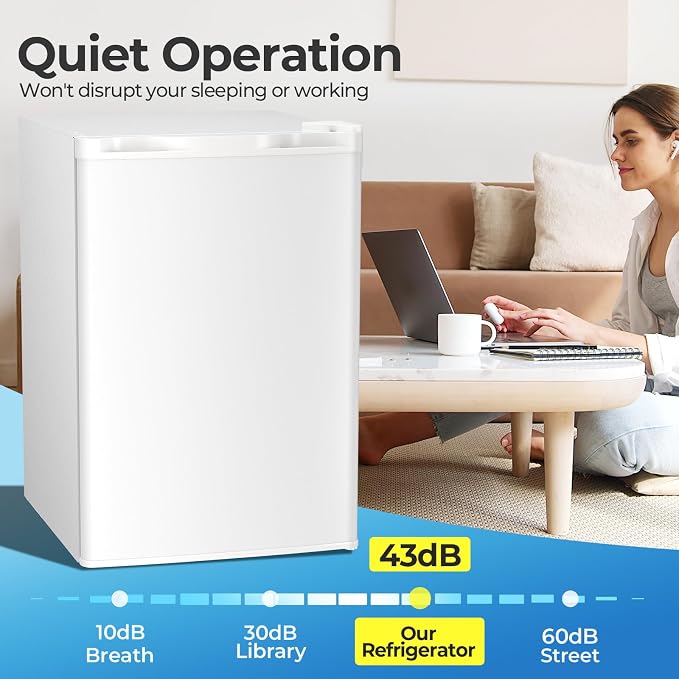 Electactic 4.5 Cu.ft Mini Fridge with Freezer, Compact Refrigerator with Reversible Single Door, Adjustable Thermostat, Low Noise, Energy Efficient for Office, Dorm, Bedroom, Apartment White - Image 4