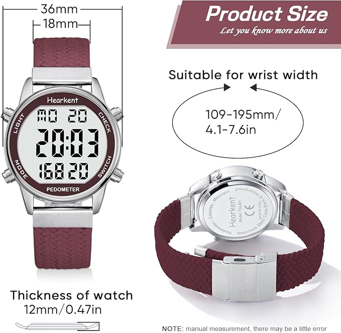 Hearkent Pedometer Watch for Walking Steps and Miles-Men&Women-Step Counter for - Image 2