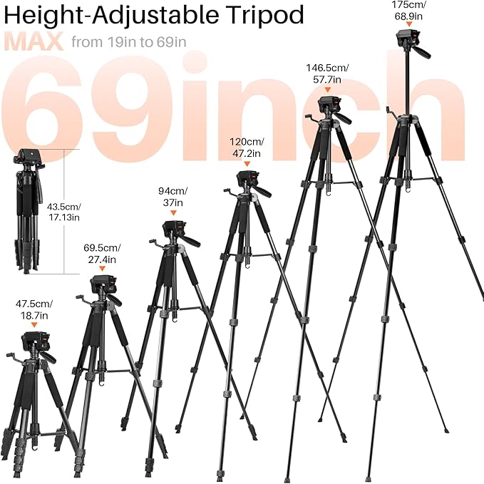 Fotopro 69'' Camera Tripod Lightweight Portable Travel Tripod - Image 2