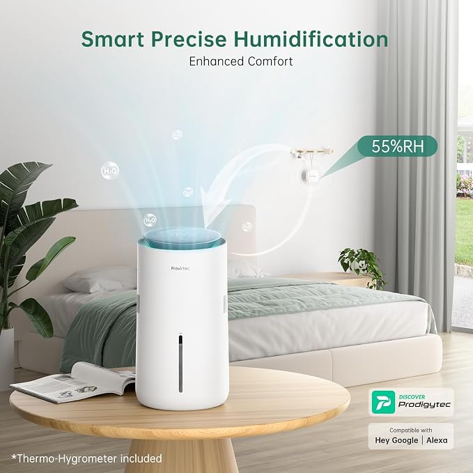 MistFree Smart Humidifier for Bedroom, Evaporative Humidifier No White Dust, Auto Humidity & APP Control, 3L Water Tank Easy to Clean, Sleep Mode, Timing, Humidifiers for Home/Office(White) - Image 4