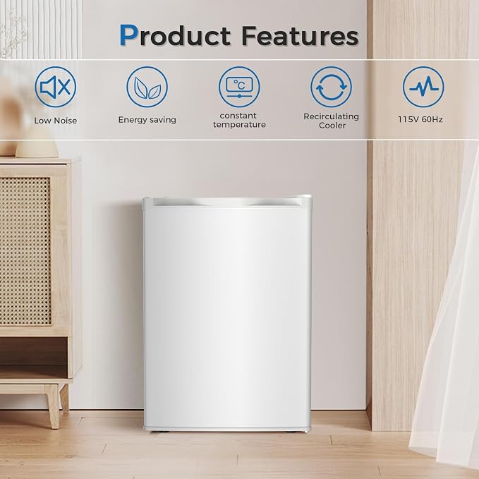 Antarctic Star Mini Compact Refrigerator with Freezer, 2.6 Cu.Ft. Single Door Adjustable Removable Shelves for Apartment/Dorm/Office,WHITE - Image 6