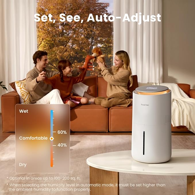 MistFree Evaporative Humidifier for Bedroom, 3L No White Dust for Sensitive Individuals, Auto Humidity Control, Works with Tap Water, Night Light, Easy Clean Tank for Home & Small Room - Image 8