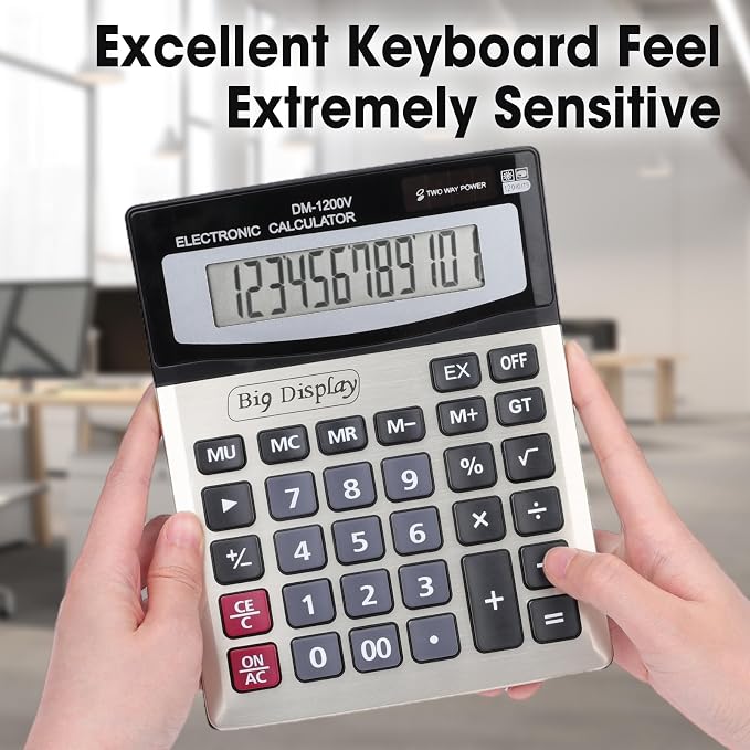 2 Pack Calculator, Calculators Desktop 12 Digit Extra Large LCD Display - Image 5