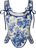 SCARLET DARKNESS Bustier Tops for Women Renaissance Floral Lace Up Bodyshaper by SCARLETDARKNESS