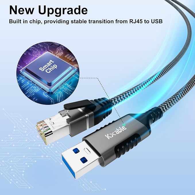 USB to Ethernet Cable 1 FT, USB 3.0 A Male to RJ45 Male Cord, Directly Connected - Image 5