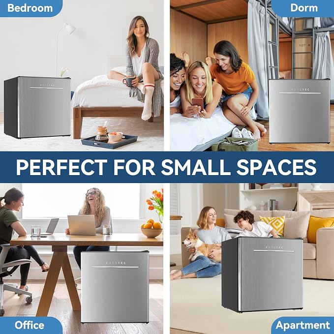 1.7 Cu.Ft Mini Fridge with Freezer, Mini Fridge for Bedroom, Small Refrigerator, Dorm Refrigerators with Freezer, Compact Refrigerator for Office, Apartment, Bedroom (Grey) - Image 9